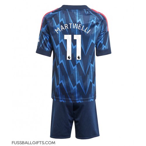 Arsenal Gabriel Martinelli #11 Fußballbekleidung Auswärtstrikot Kinder 2025-26 Kurzarm (+ kurze hosen)